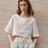 The Boxy Linen Crop Top