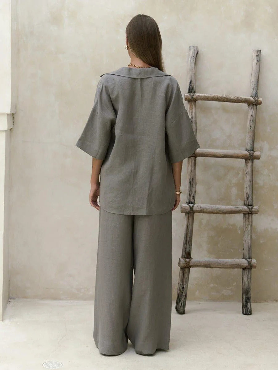 Havana Cotton Two-Piece Set in Camel — Shirts & Tops