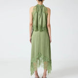 The Halter Lace Inset Midi Dress
