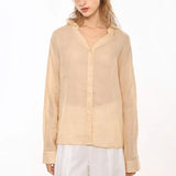 The Collarless Linen V-Neck Shirt
