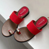 The Wide Strap Suede Toe Ring Slide
