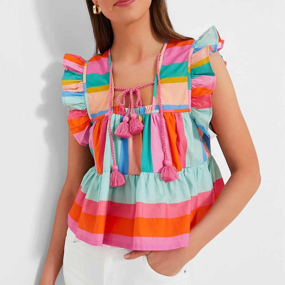 The Paisley Tassel Ruffle Top