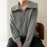 Victoire Half-Zip Stand Collar Sweater