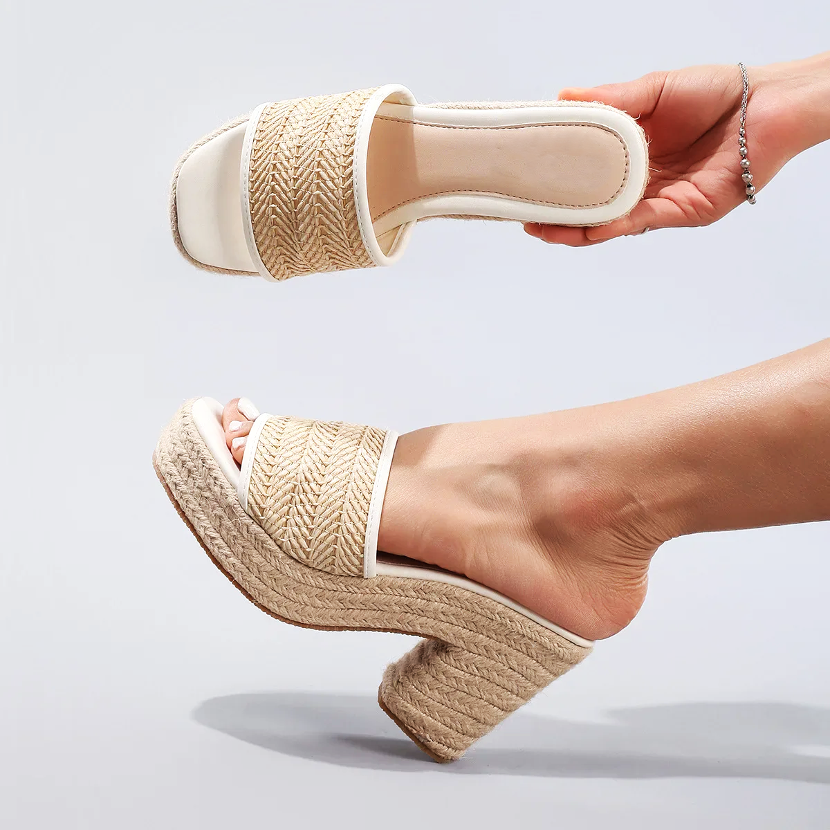 Célie Natural Woven Heels