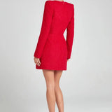 Monaco Lacceti Women's Tweed Pearl Trim Blazer Mini Dress