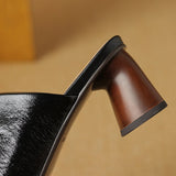 The Ruched Leather Block Heel Mule
