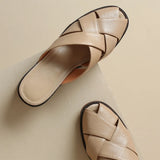 The Woven Leather Flat Mule