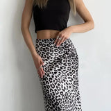 Harper Satin Leopard Midi Skirt