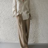 The Pleated Linen Button Shirt