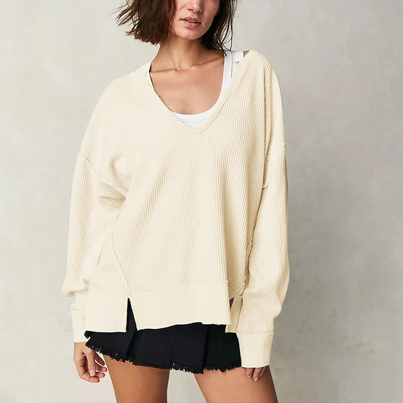 Emilia Waffle-Knit Spring Top