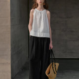 The Pleated Wide Leg Linen Pant