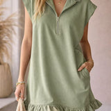 Women's Sleeveless T-Shirt Dress – Half Zip