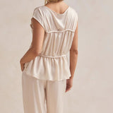 Women’s Ruched Cap Sleeve Peplum Top