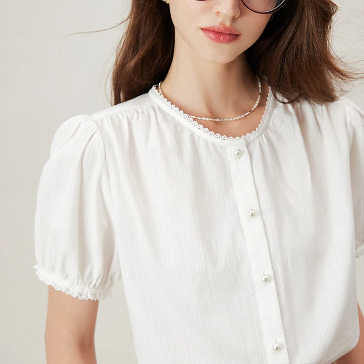 European Pastel Cotton Blouse