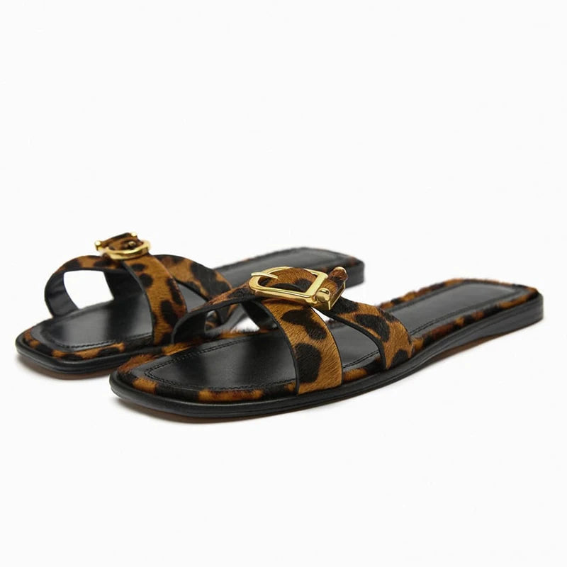 Calvi Italian Leather Cutout Slide Sandal