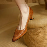The Cognac Leather Kitten Heel Pump