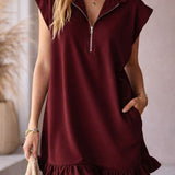 Women's Sleeveless T-Shirt Dress – Half Zip