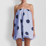 Women’s Polka Dot Strapless Bubble Mini Dress