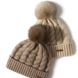 Elle Cable Cashmere Pom Beanie