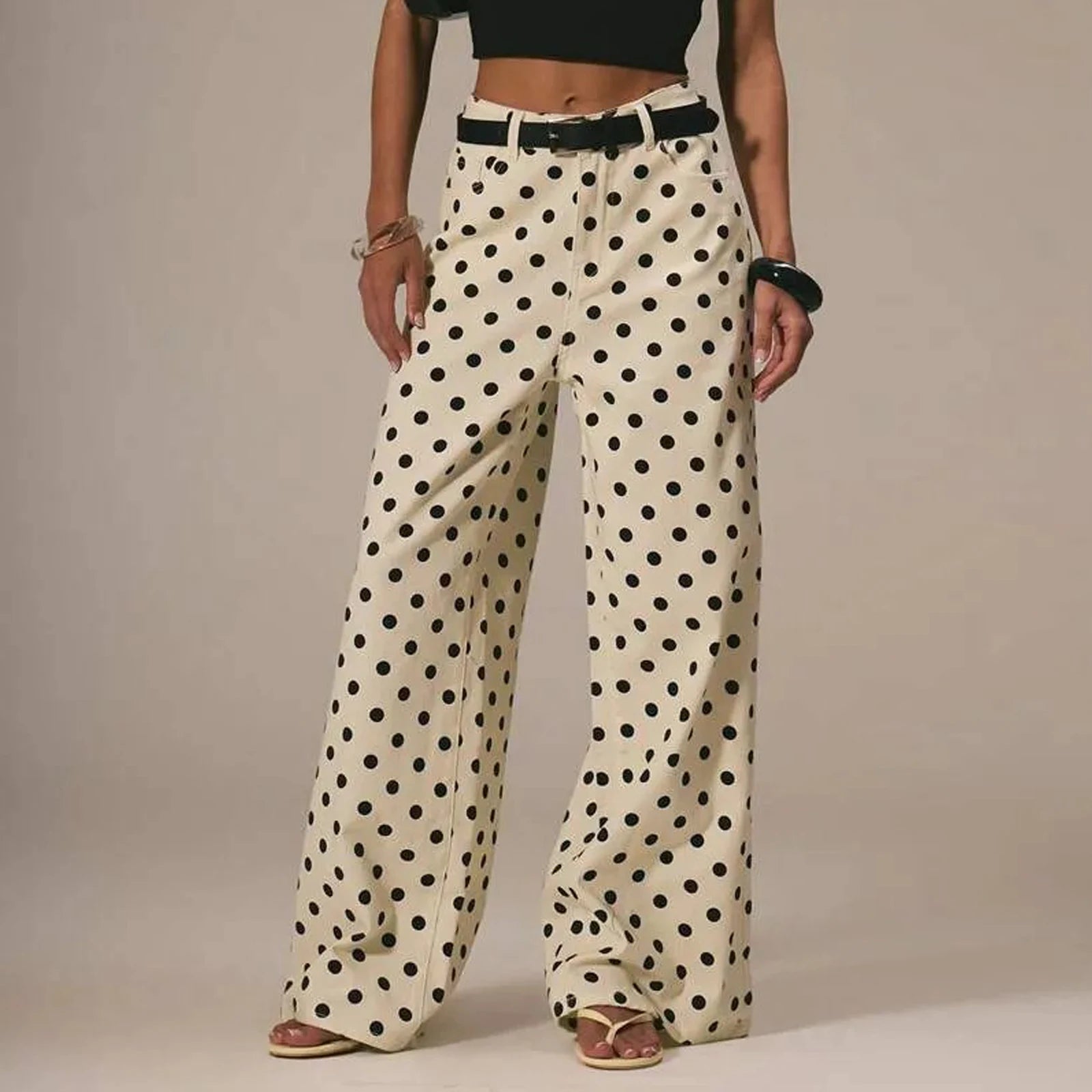 Polka Dot Wide-Leg Trouser