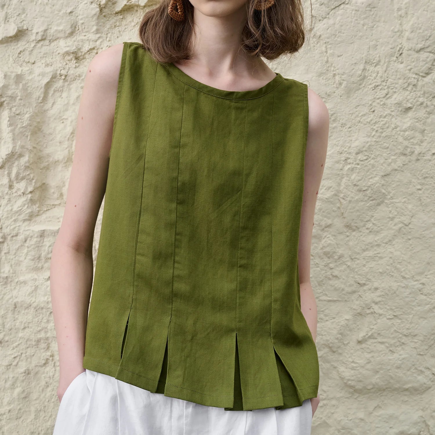 The Pleated Hem Linen Top