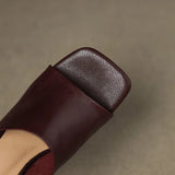 The Wide Strap Leather Flat Slide