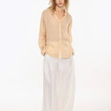 The Collarless Linen V-Neck Shirt