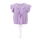 The Ruffle Front Gauze Crop Top