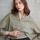 The Cropped Long Sleeve Linen Shirt