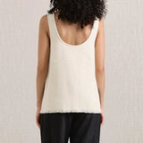 Women's Ramie Knit Tank Top Tassel Backless