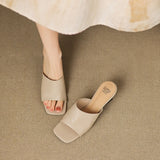 The Wide Strap Leather Flat Slide