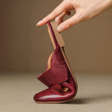 Women’s Leather Square Toe Chunky Heel Mules