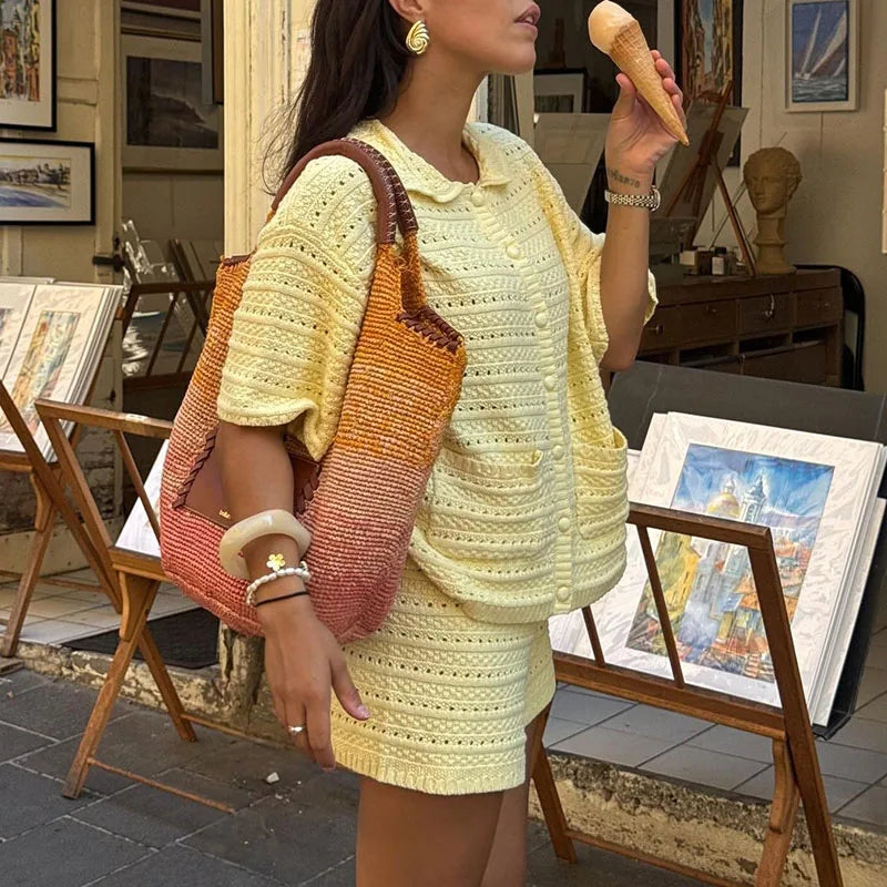 Women's Knit Two Piece Set Shorts Summer