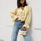 Liora Satin Ruffle Blouse