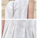 The Pleated Hem Linen Top