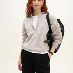 Women's 100% Wool Knit Hoodie Sweater Casual — White, studio product shot