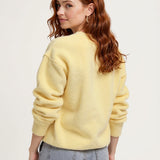 Women's 100% Wool Knit Hoodie Sweater Casual — Yellow, studio product shot