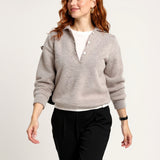 Women's 100% Wool Knit Hoodie Sweater Casual — Yellow, studio product shot