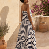 Rosalind Pleated Strapless Dress — 3, terrace product shot