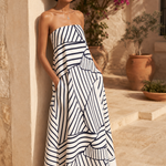 Rosalind Pleated Strapless Dress — 3, terrace product shot