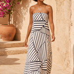 Rosalind Pleated Strapless Dress — 3, terrace product shot