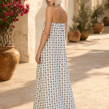 Rosalind Pleated Strapless Dress — 4, terrace product shot