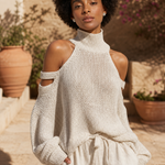 Women's Knit Sweater Wide Leg Pants Set — Beige, terrace product shot