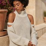 Women's Knit Sweater Wide Leg Pants Set — Beige, terrace product shot