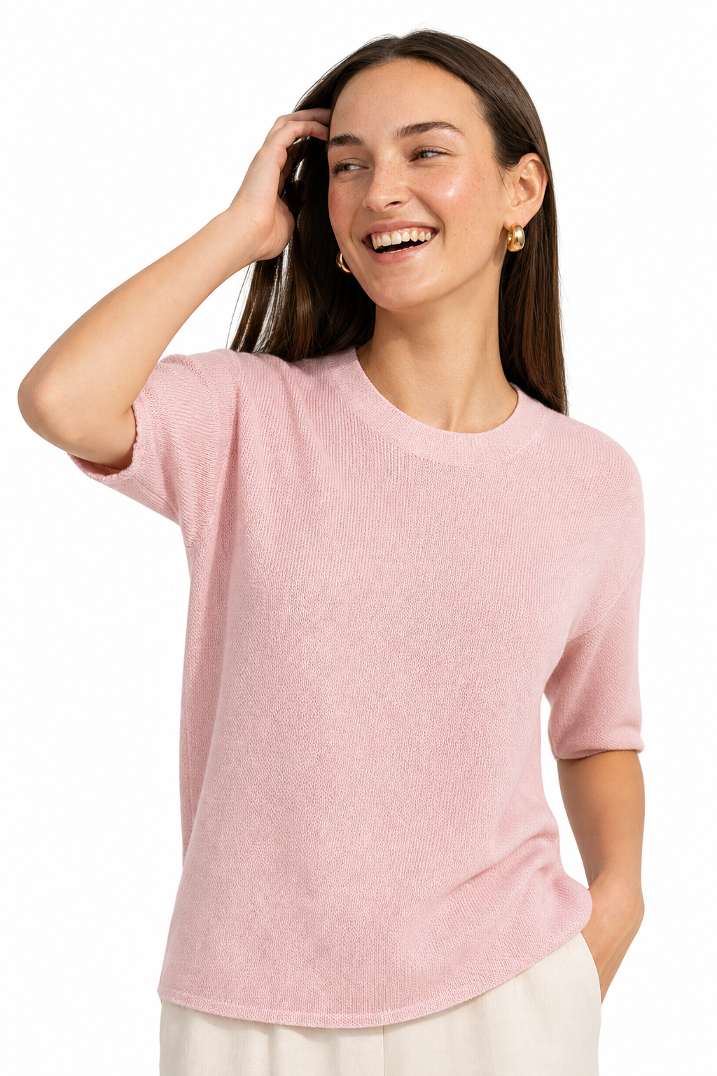Larkin Seamless Pullover — Pink, studio product shot