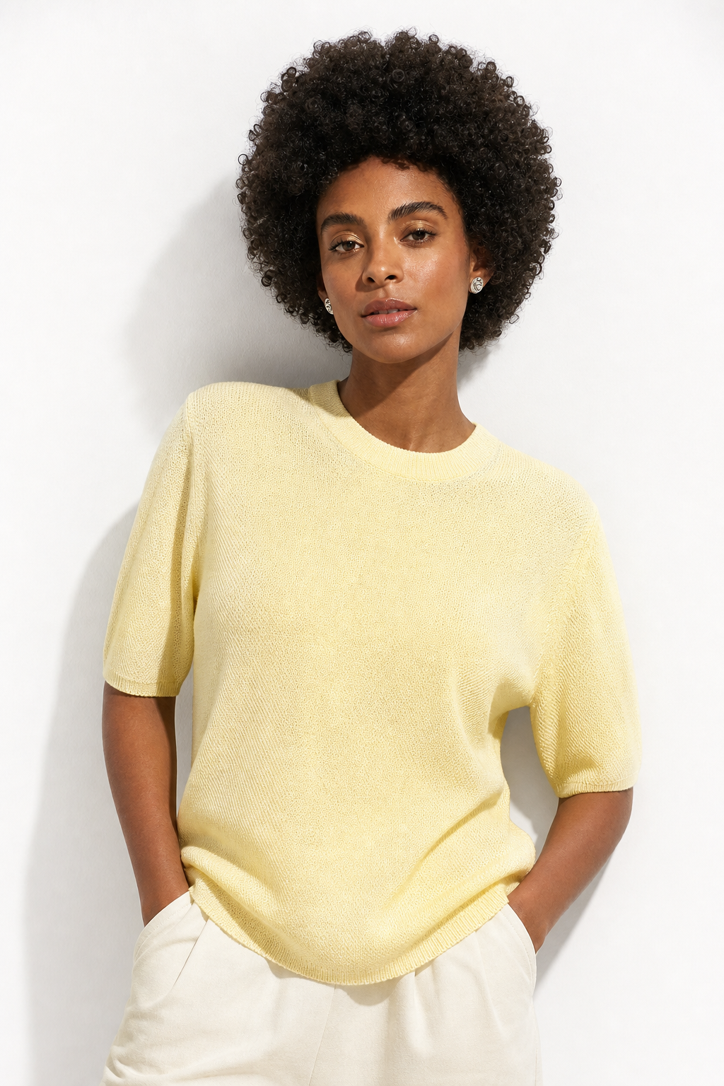 Larkin Seamless Pullover — Yellow, studio product shot