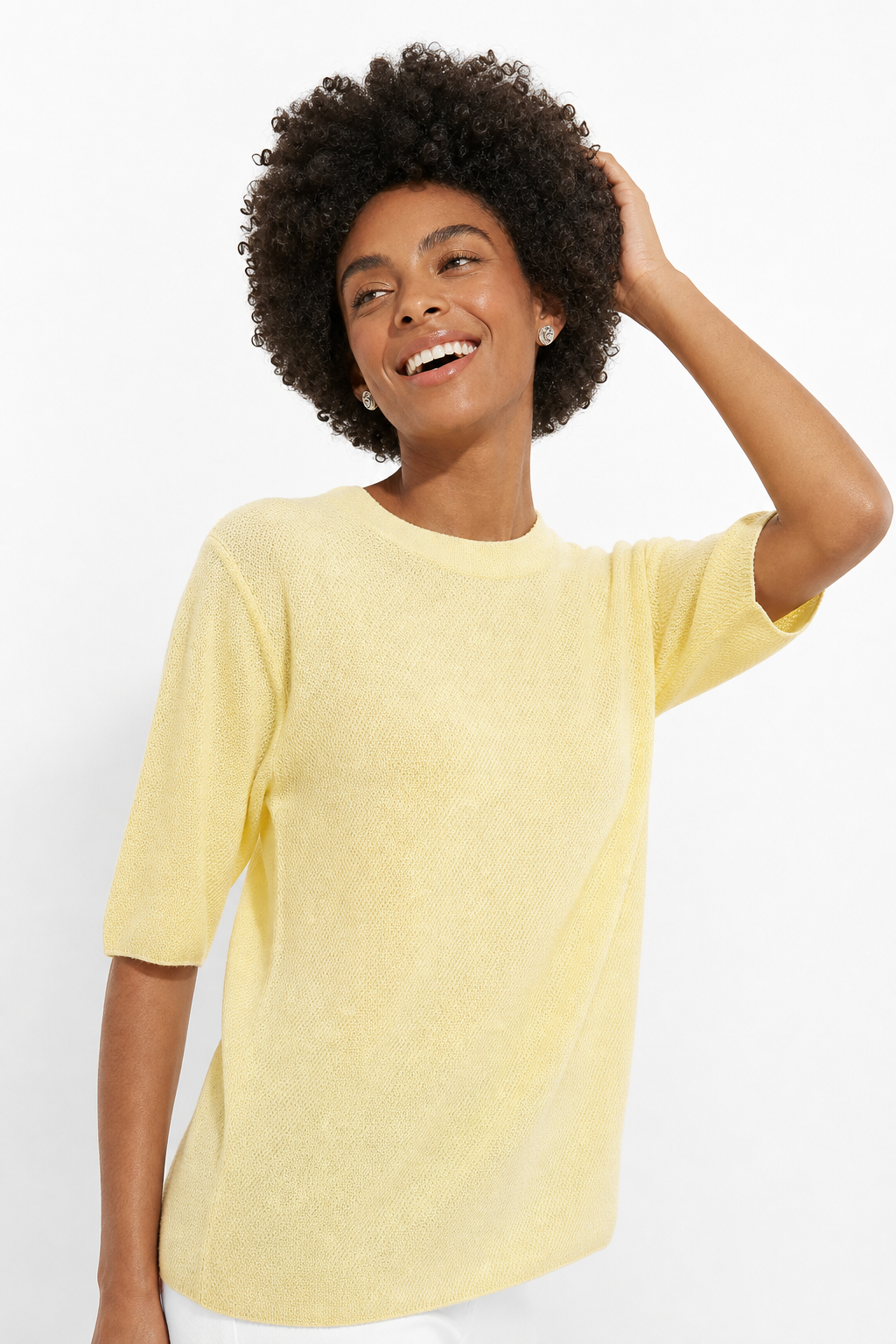 Larkin Seamless Pullover — Yellow, studio product shot