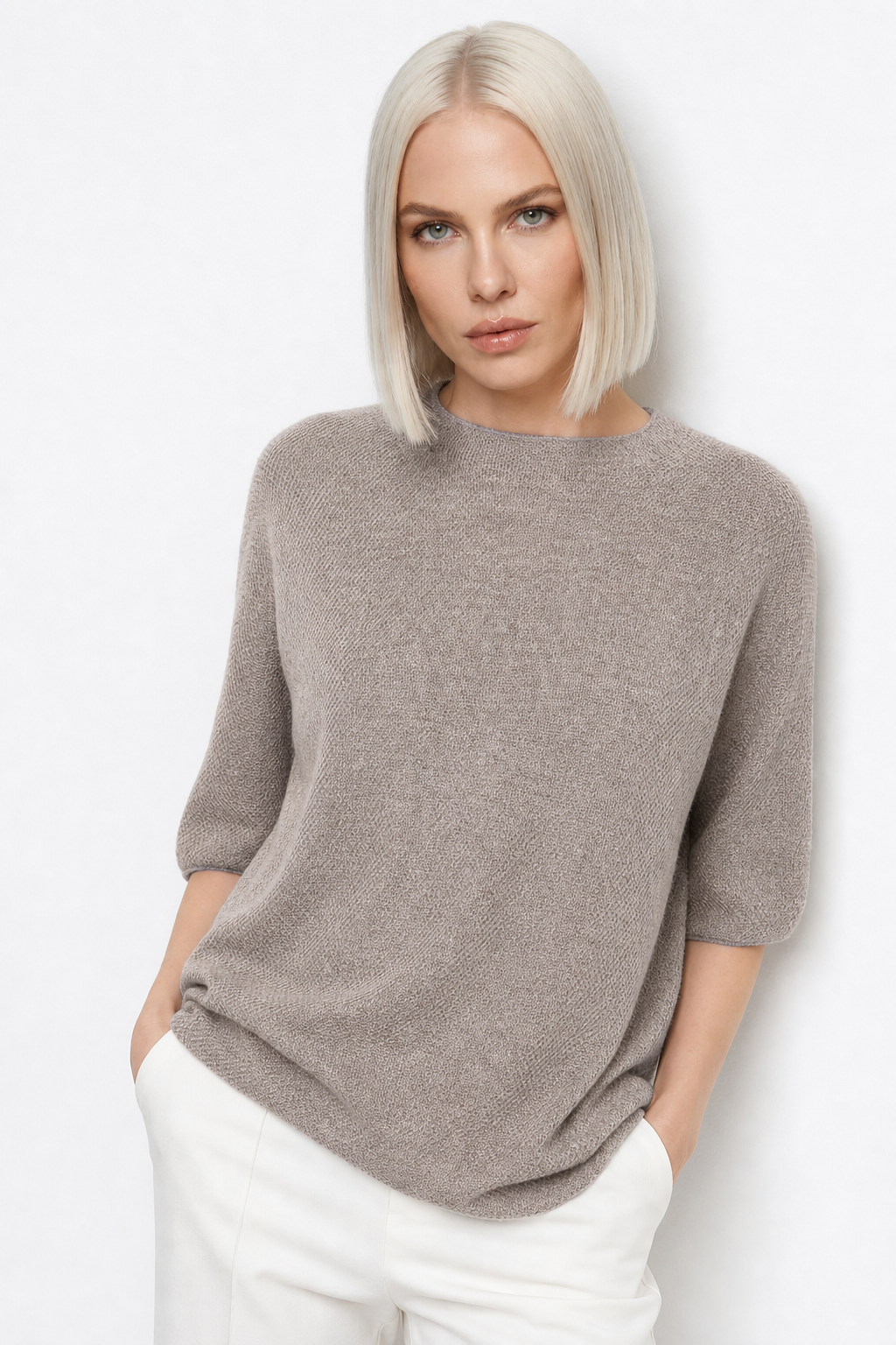 Larkin Seamless Pullover — Camel, studio product shot