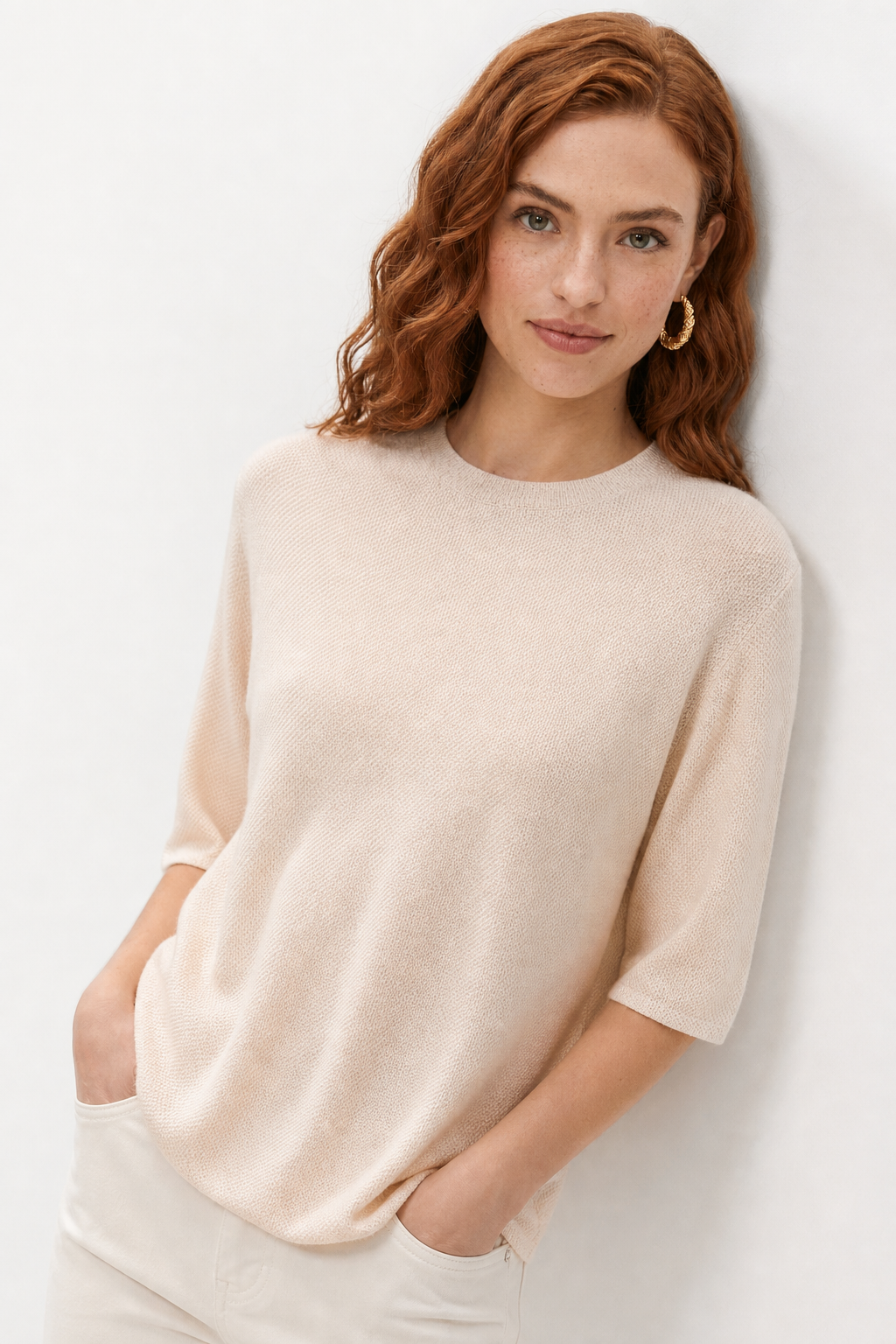 Larkin Seamless Pullover — Khaki, studio product shot