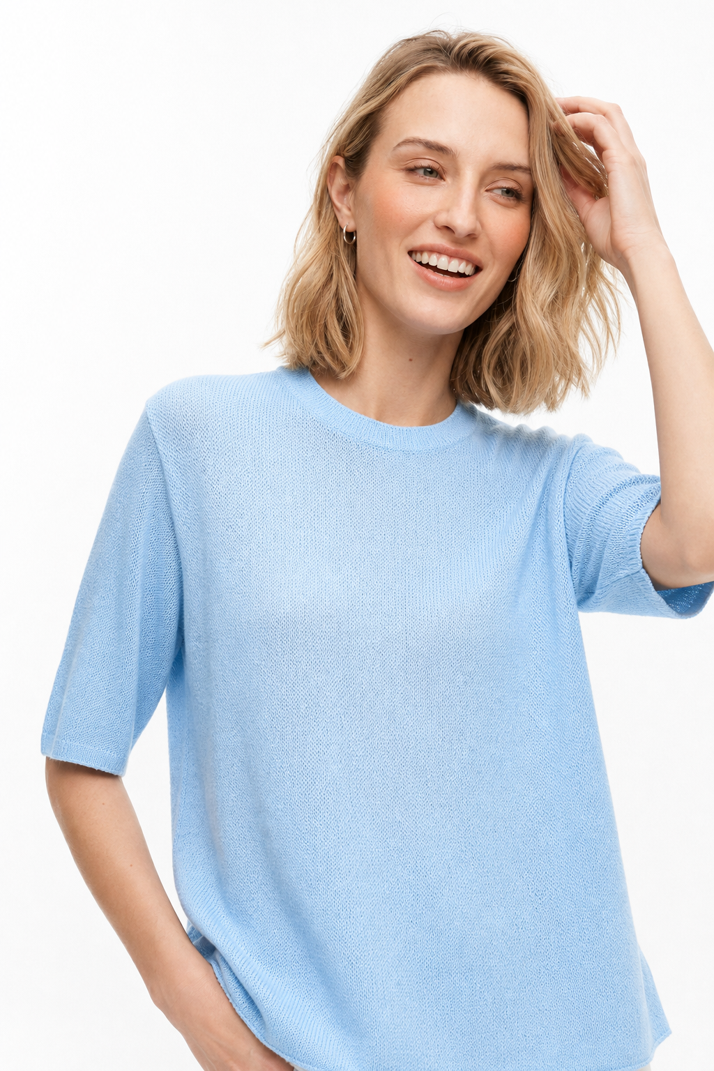 Larkin Seamless Pullover — Blue, studio product shot